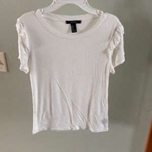 Forever 21 white T-shirt ruffles on sleeve